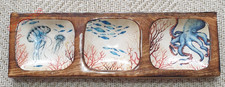 Vassoio da portata in legno e smalto con design Sea Life