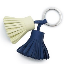 HERMES Carmen Unodos Milo lambskin, Blue Tie Jaune Milton Key Holder Charm