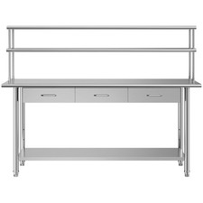Uimoso Commercial Stainless Steel Kitchen Prep Table with Overshelves, 24x72Inch