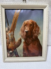 Vtg.Reliance Product?-Red Irish Setter Dog/Gun/Pheasant-Framed Emboss. Art Print