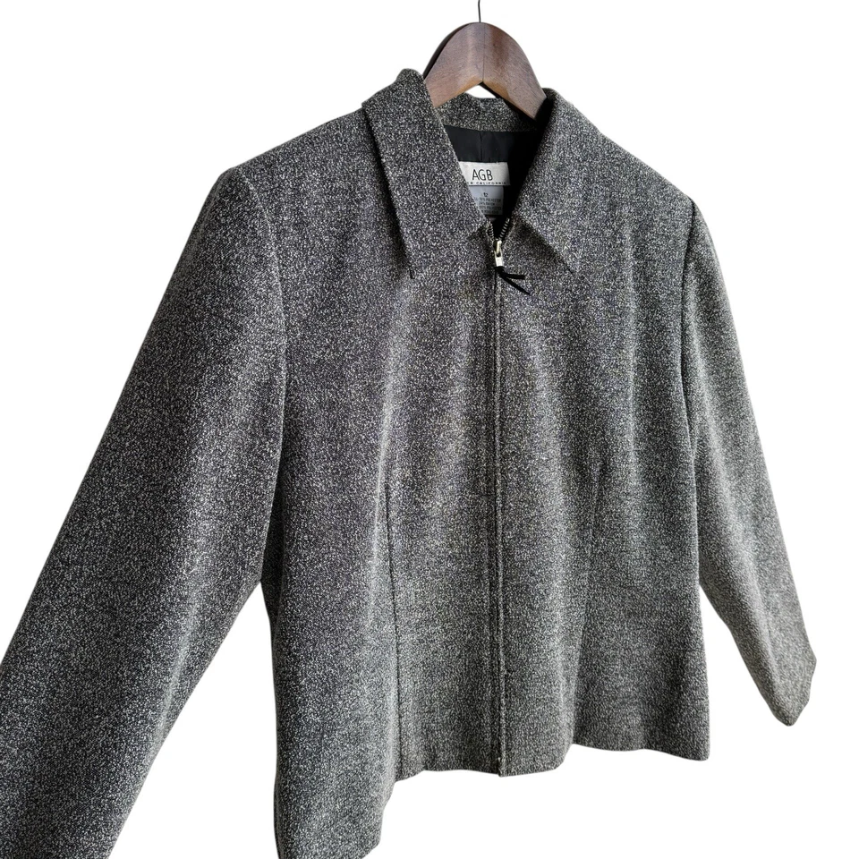 Женский блейзер AGB Byer California на молнии черный/белый с подкладкой размер 12 H-1 - Изображение 3 из 4