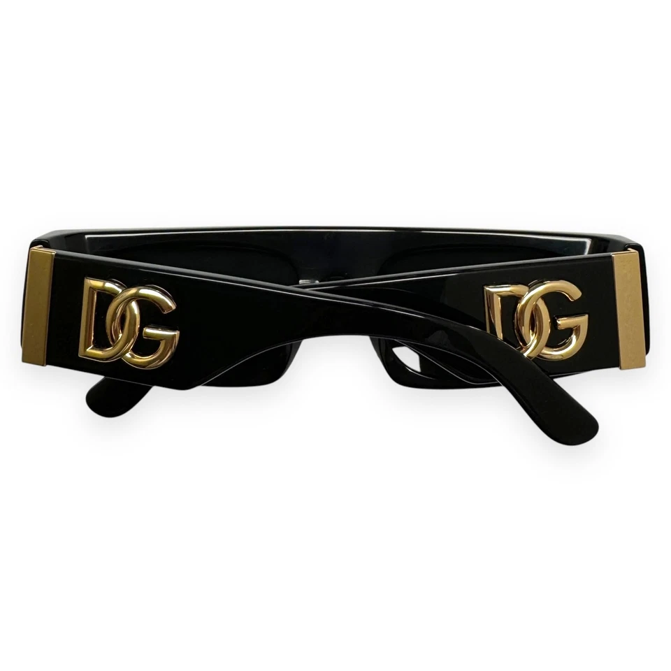 Gafas de sol Dolce Gabbana DG 4411 501/87 pulidas negras con logotipo dorado DG con estuche Foto 4 de 4