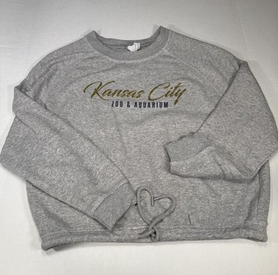 L.A.T Apparel Kansas City Zoo & Aquarium Gray Sweatshirt Drawstring Hem Size S