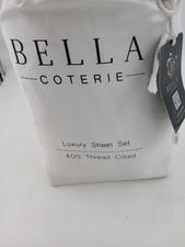 Bella Coterie Sheet Set Full White 400TC Solid Contemporary Bedding Adults