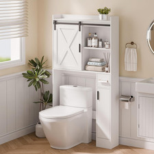 Over the Toilet Storage Cabinet with Barn Doors - Space-Saving Organizer
