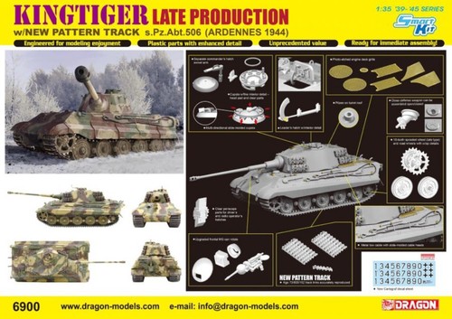 Dragon 1/35 6900 Kingtiger Late Production w/New Pattern Track Brand New Kit - Picture 2 of 3