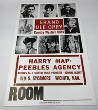 Póster original de Grand Ole Opry - ¡Promotor en blanco! ¡Muy raro! - Harry Hap Peebles!