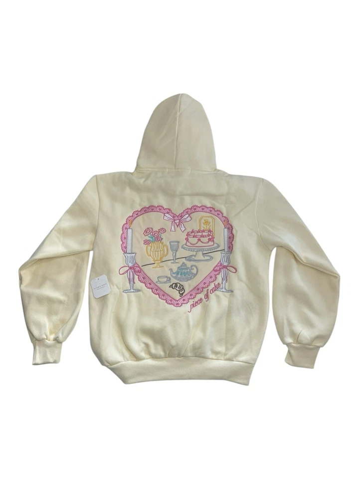 NUEVO CON ETIQUETAS Sudadera con Capucha Altar'd State Para Mujer Talla XXS Crema Acolchada Corazones Bolsillo Foto 3 de 4