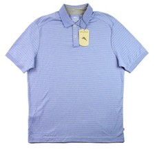 Tommy Bahama Polo Shirt Mens Medium Rococo Blue Striped Island Zone Golf 100NEW