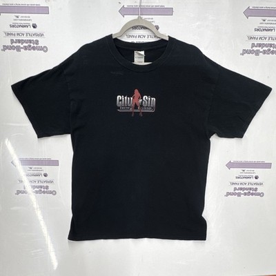 Vintage Size Large City of Sin Casino Las Vegas Black Double Sided Graphic Tee