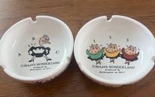 Showa TORAJA'S WONDER LAND Animal Lace Ashtray Set of 2 /Used