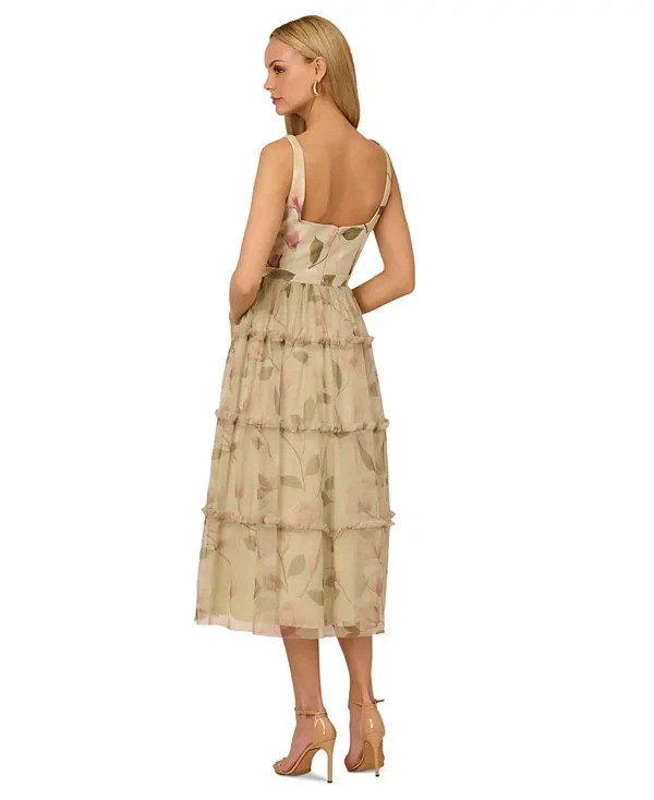 Vestido midi feminino Adrianna Papell estampado em camadas sem mangas - Multi - 18W - Imagem 4 de 4