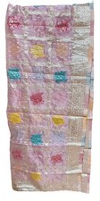 Pink silver butti India BANARSI chanderi Dupatta Wrap Scarf Stole Chunri shawl