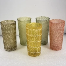 Hazel Atlas Glasses 5 Spaghetti String Iced Tea Tumblers Glasses 5.5”