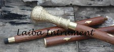 Vintage Brass Designer Handle Brown Wooden Walking Cane Stick Antique Item Gift
