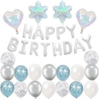Geburtstagsdeko Girlande Luftballons Schneeflocke Weiß Winter Deko MäDchen