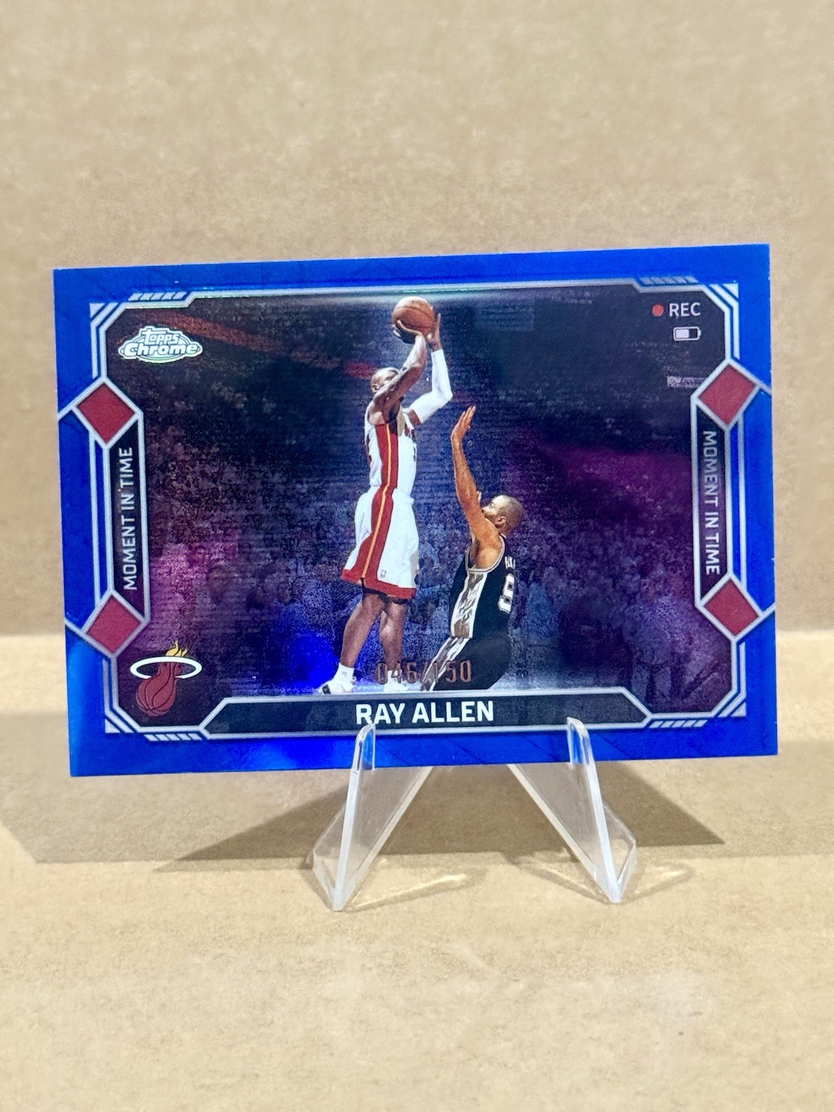 2025-26 Topps Chrome Update Ray Allen Moment in Time True Blue Refractor /150