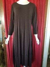 COMFY USA chocolate brown black Striped Womens Dress Pullover Maxi sz 1X