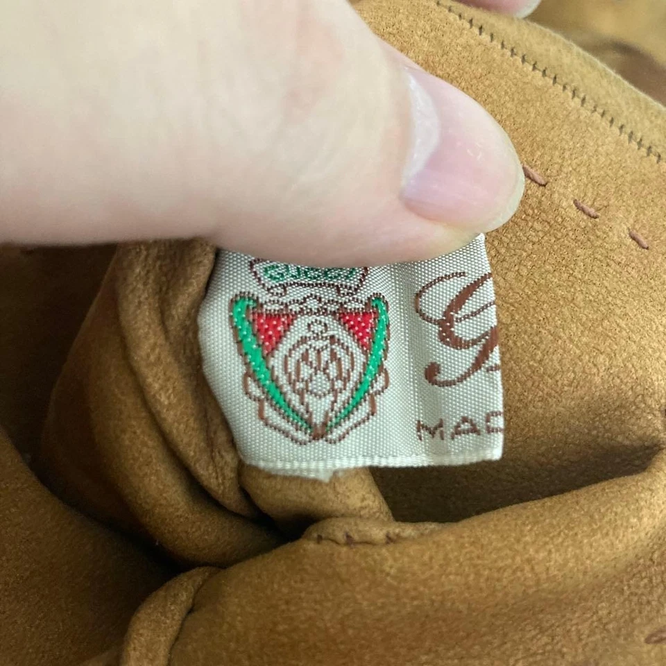 Auténticos Guantes GUCCI Entrelazados G Cinco Dedos Gamuza Marrón Hecho en Italia Foto 4 de 4