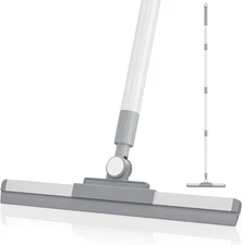 Floor Squeegee with 180° Rotating Head, Squeegee for Floor with 52'' Long Handle