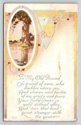1923  Greetings to My Old Friend  Postcard