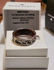 Titanium  Whiskey Barrel Wood Ring Size 13 The Mountains Are Calling