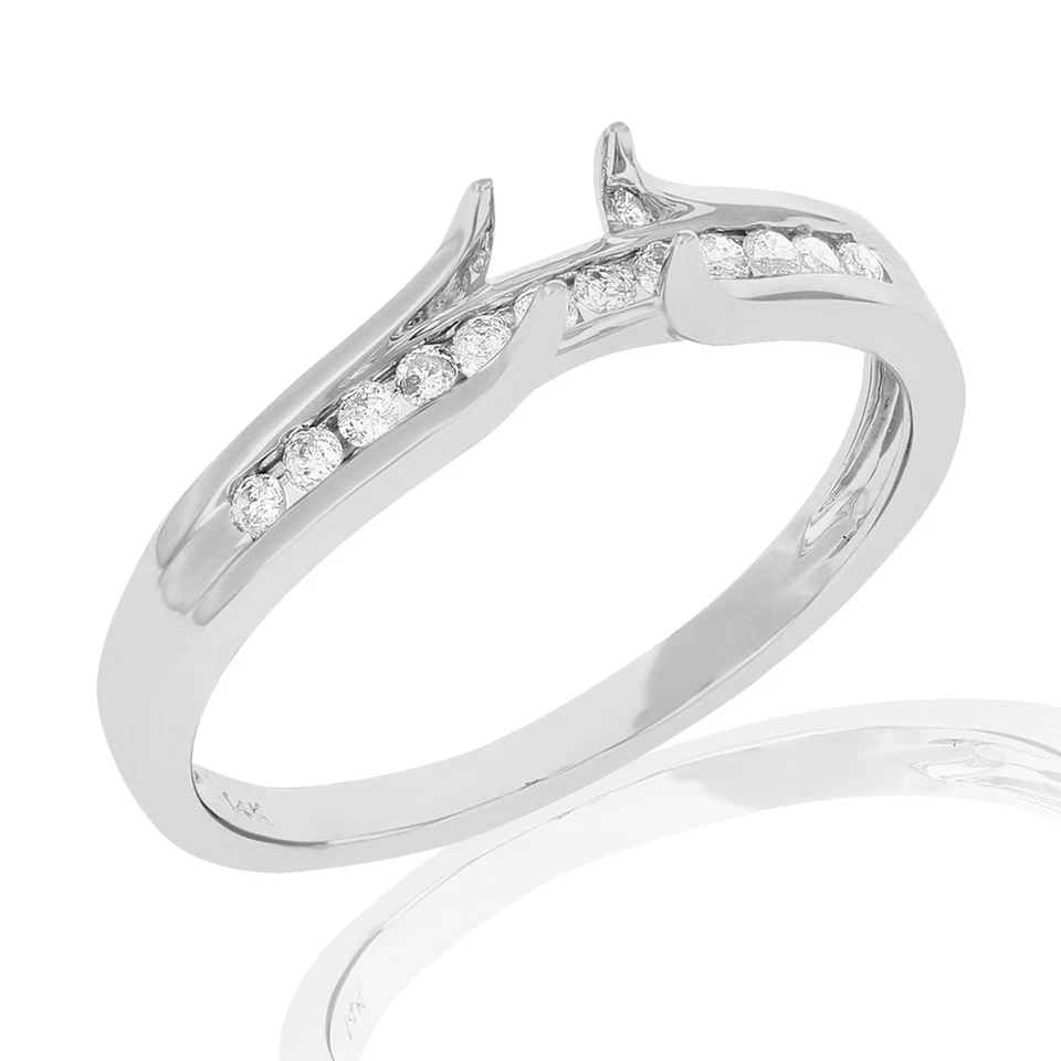 Anillo de compromiso Vir Jewels 1/8 CT diamante semi montaje oro blanco 14K talla 7 Foto 3 de 4