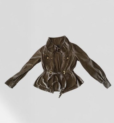 Armani Exchange Women s Utility Jacket Olive Green/Brown Drawstring Small Y2K