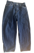 H M denim Hign Waist Loose Fit Oversized Barrel Jeans -Dark Indigo US Size 6