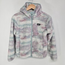 Eddie Bauer Fleece Hoodie Kids M 10/12 Pastel Sherpa Zip Jacket Sweatshirt