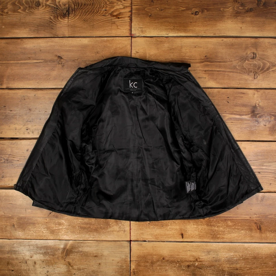 Chaqueta de cuero vintage KC Collections M años 90 negra Foto 4 de 4