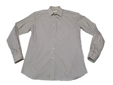 Mens 42 16.5 Prada Milano Dress Shirt Cotton Stretch Green Stripes Business Lux