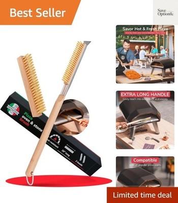 26  Pizza Oven Brush with Stone Scraper - Heat Resistant Stainless Steel Bris...