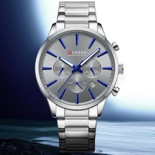 Men s Six Hand Quartz Watch Waterproof Round Dial Calendar Dress Watch