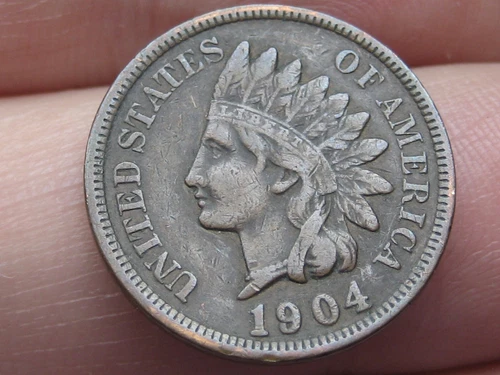 1904 Indian Head Cent Penny, XF Details- 2.5 Diamonds