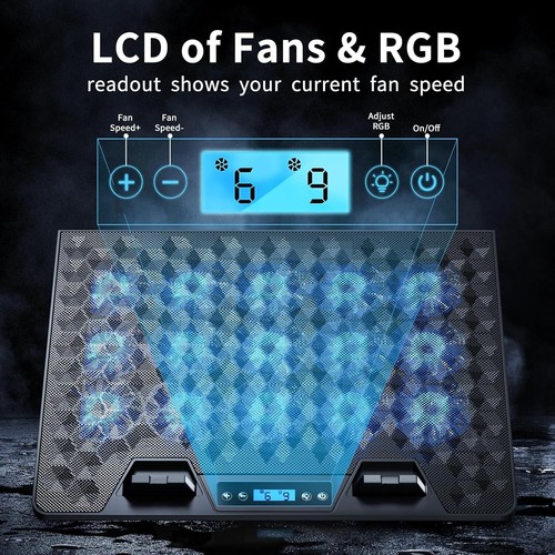 RGB Laptop Cooling Pad with 15 Fans & Dual USB Ports - For 10-17.3 inch Laptops - 第 5/9 張圖片