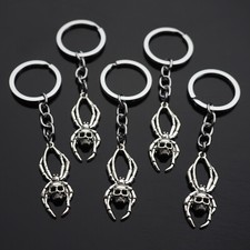 5x PCS - Skull Face Spider Scary Halloween Silver Charm Keychain Key Chain Gift