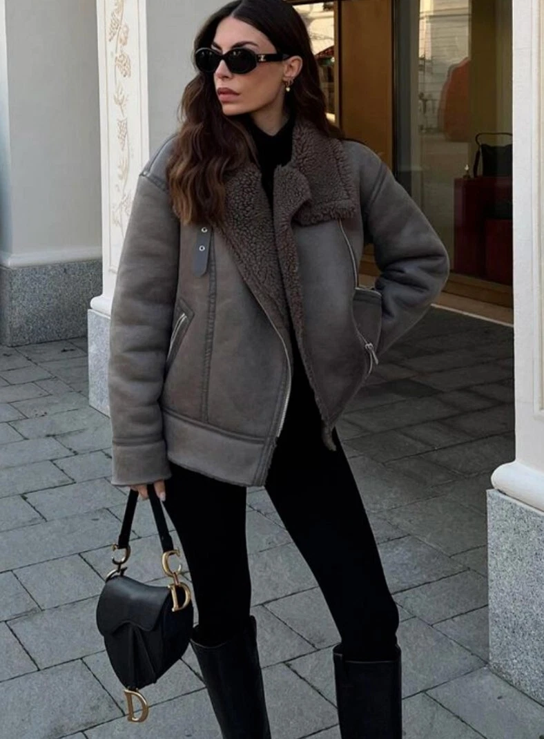 Shearling jacke deals zara