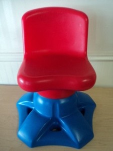 Details About Little Tikes Tykes Art Desk Swivel Chair Child Size Red Blue Guc