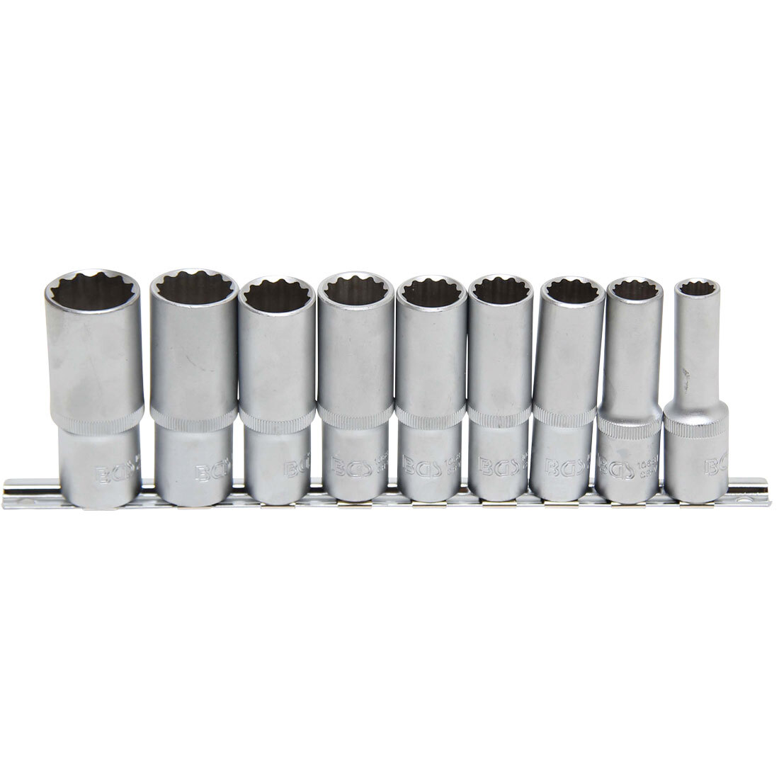 Douilles longues 12 pans BGS Technic de 10 à 24 mm avec un carré de 1/2 pouce pour atelier