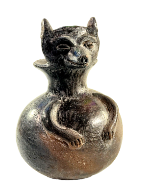 #ad Unusual Antique Fox Dog Vase Jug native american indian handmade $349.99