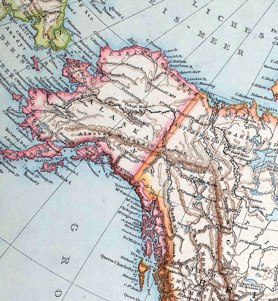 Карта Андреса 1881 Северная Америка США Канада Мексика Вест-Индия Аляска - Изображение 4 из 4