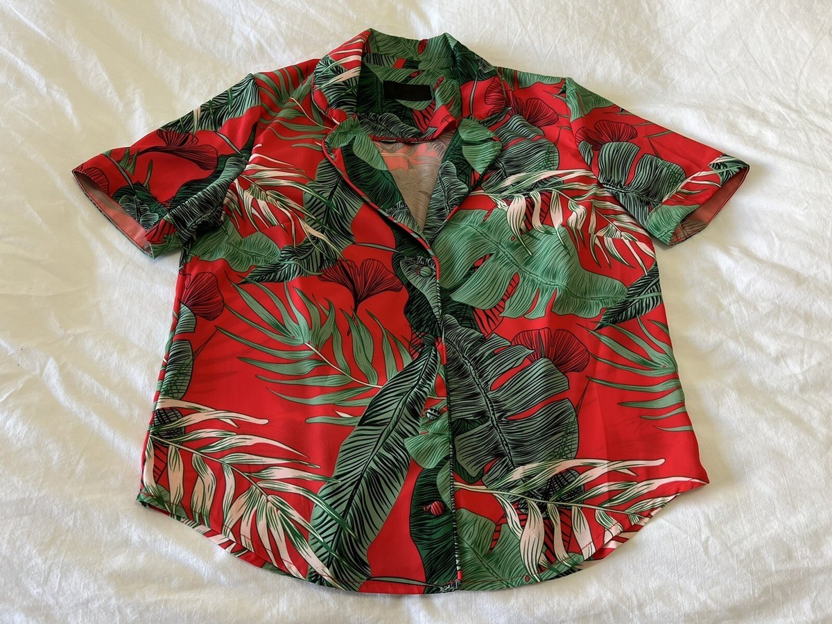 トップス RT-7178496177 RTA Flynn Top Red Tropical Print Button Down Shirt Size XS | eBay