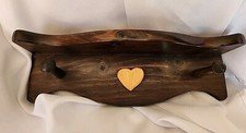 Handmade 14" Two-tone Heart  Peg Wood Shelf Dark Light Wood Ready To Hang