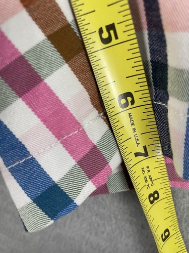 Lands End Women's 12 Mid-Rise Shorts Plaid 7" Inseam Pink Blue Brown on White - Picture 12 of 13