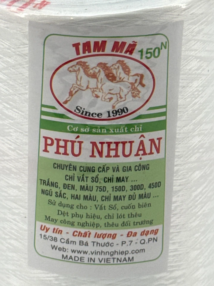 150N Industrial Sewing Thread Spool White Tam Mã Phú Nhuận 150D Vietnam Cone - Image 2 of 4