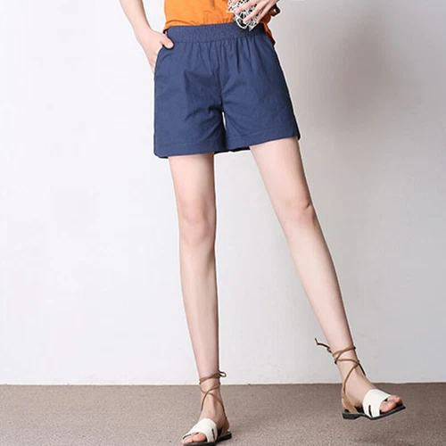 Summer Women's Casual Linen Shorts Trunks Ladies Elastic Waist Beach Short Pants - Picture 10 of 40
