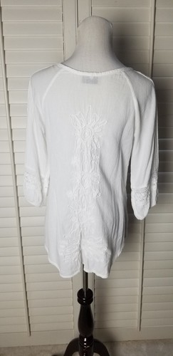 CAAMANO Peru 100 % Baumwolle Bluse💕S Langarm weiß Schlüsselloch Stickerei gebraucht, in einwandfreiem Zustand - Bild 9 von 16