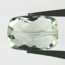 GREEN AMETHYST 11 x 7.5 MM CUSHION BRIOLETTE CUT BEAD DRILLED 2 PC SET F-1661