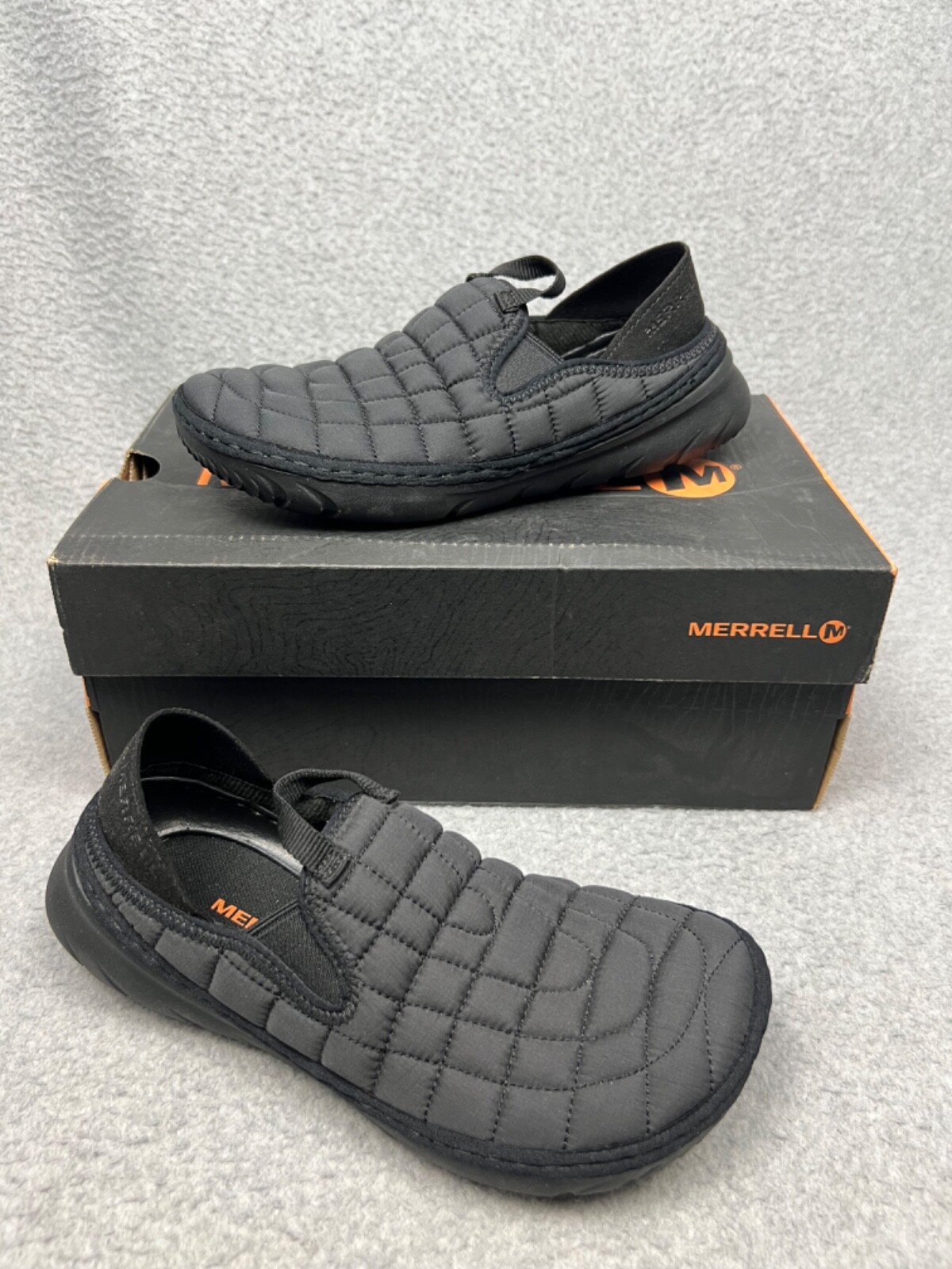 Scarpe basse Merrell trapuntate nylon capanna mocs donna taglia 5 comode slip on nere